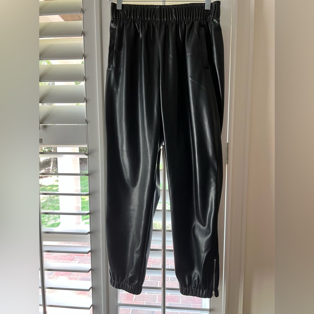 Avec Lea Filles Black Faux Leather Joggers